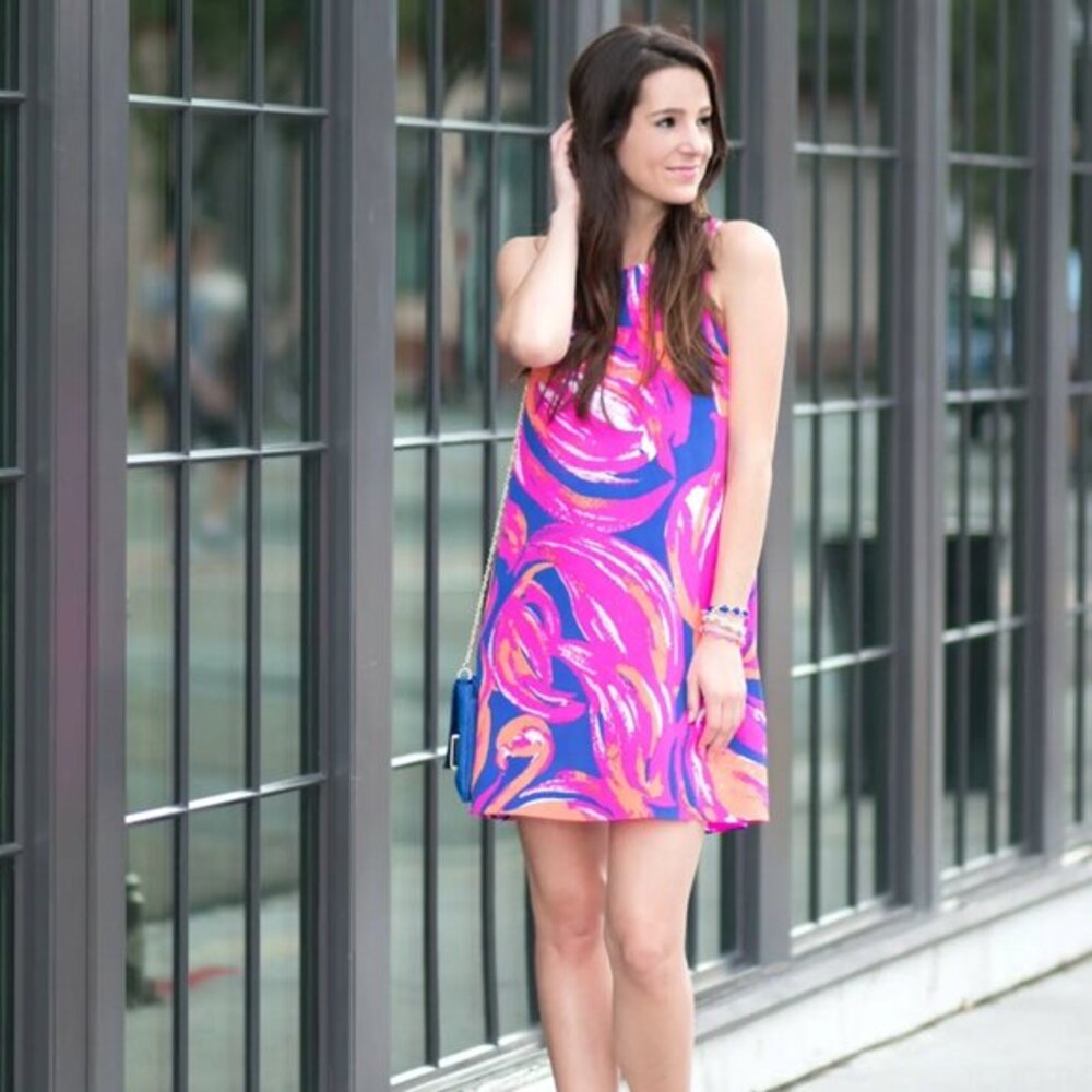 Lilly Pulitzer Jackie 100% Silk Mini Dress‎ Plume Bloom Preppy Maximalist Resort